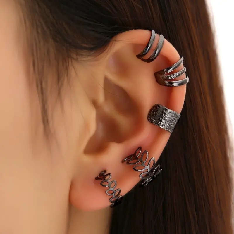 5pcs Ear Cuff Set for Women, No Piercing Clip-On Earrings